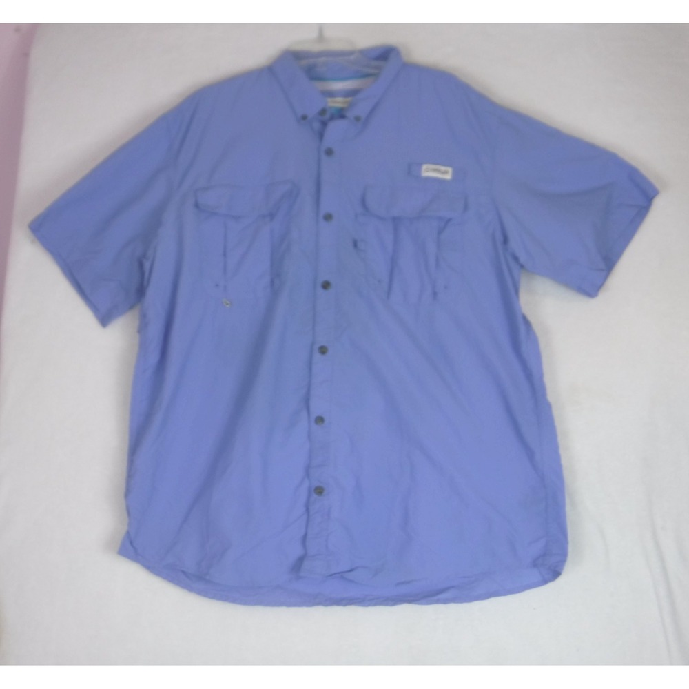 Magellan Fishing Shirt Men's XL Fish Gear Relaxed Fit Short Sleeve Light Blue‎